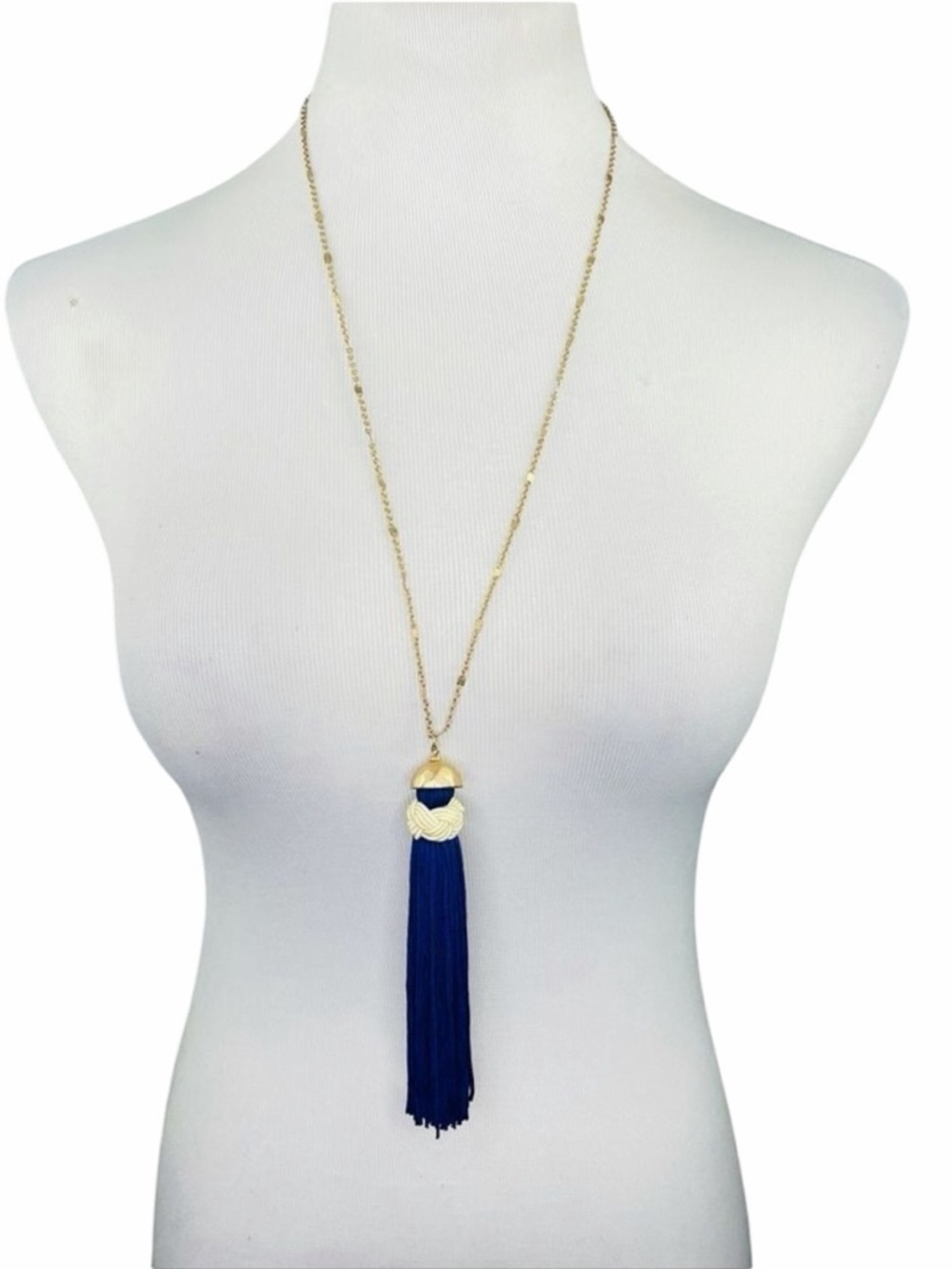 Kara and Kate Blue Tassel Necklace